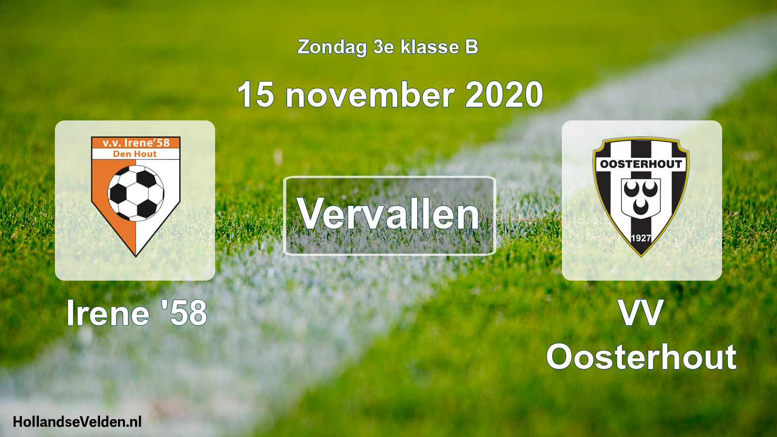 Scheduled Match: Irene '58 - VV Oosterhout (15 November 2020)