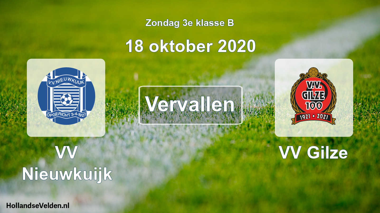 Scheduled Match: VV Nieuwkuijk - VV Gilze (18 October 2020)