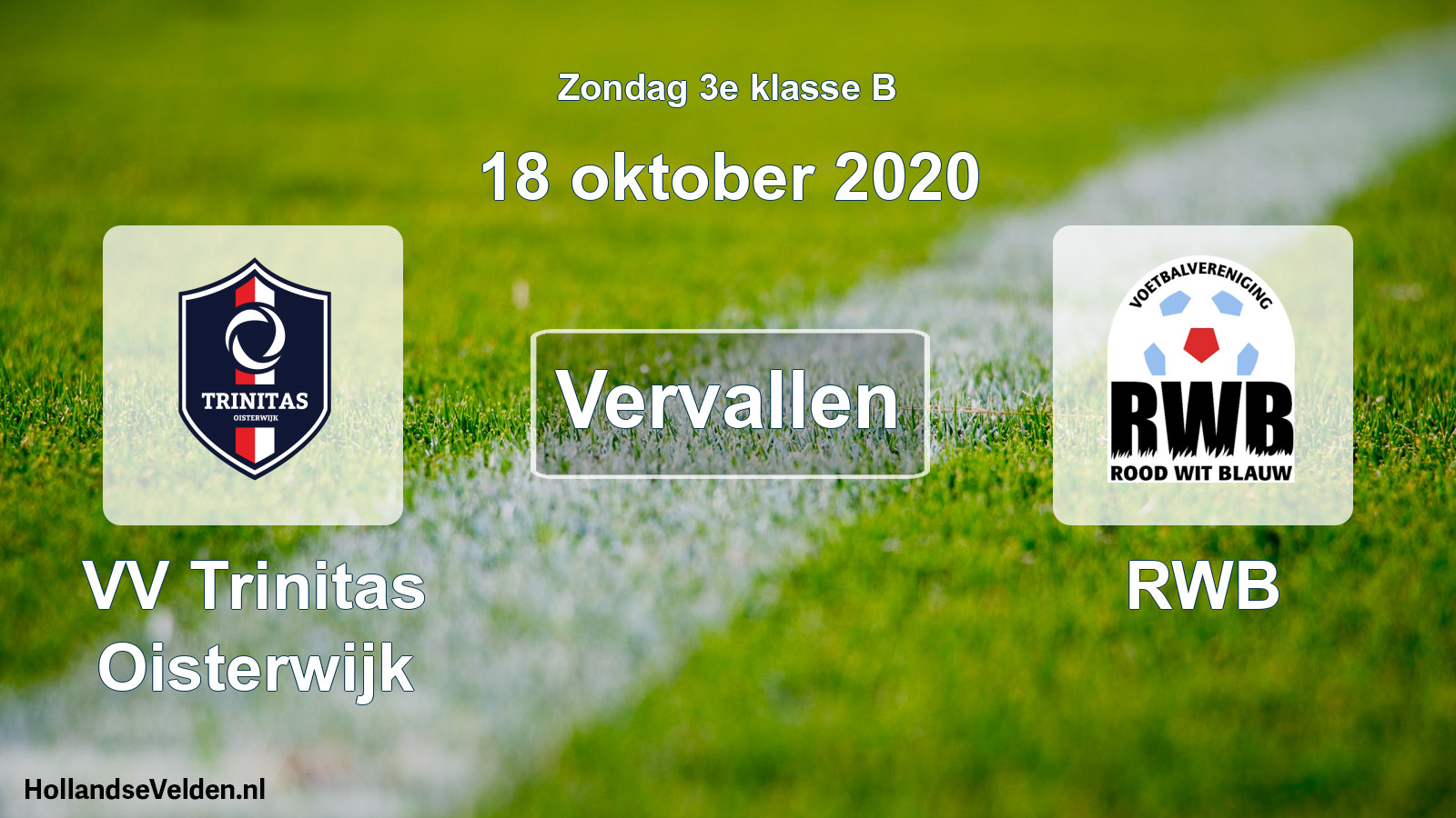 Scheduled Match: VV Trinitas Oisterwijk - RWB (18 October 2020)