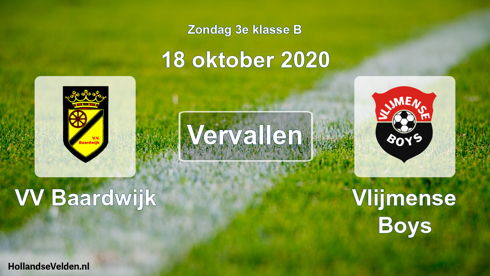 Scheduled Match: VV Baardwijk - Vlijmense Boys (18 October 2020)