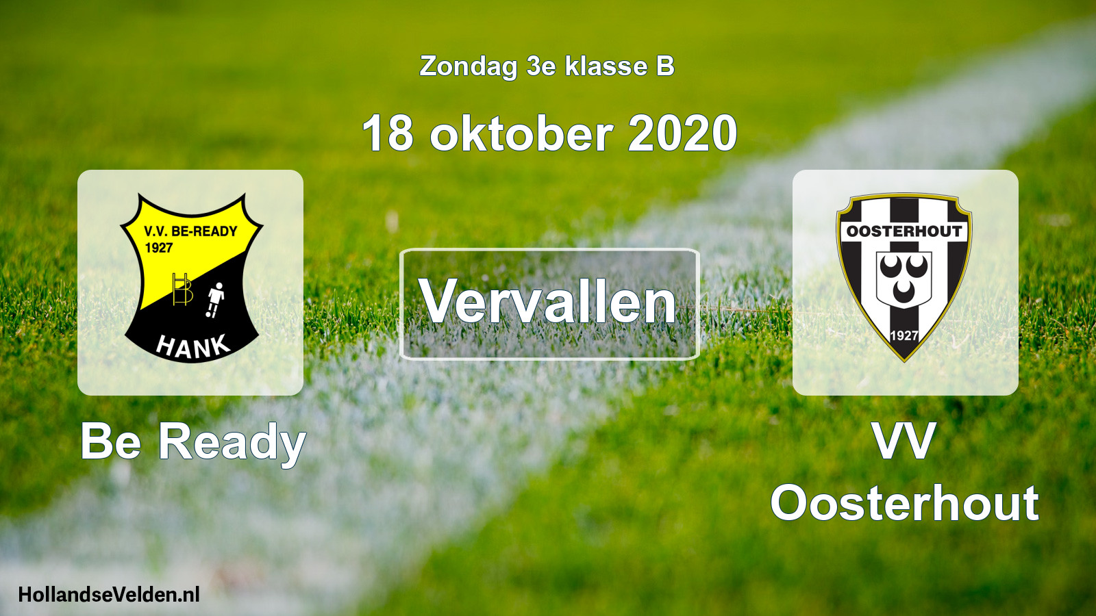 Scheduled Match: Be Ready - VV Oosterhout (18 October 2020)