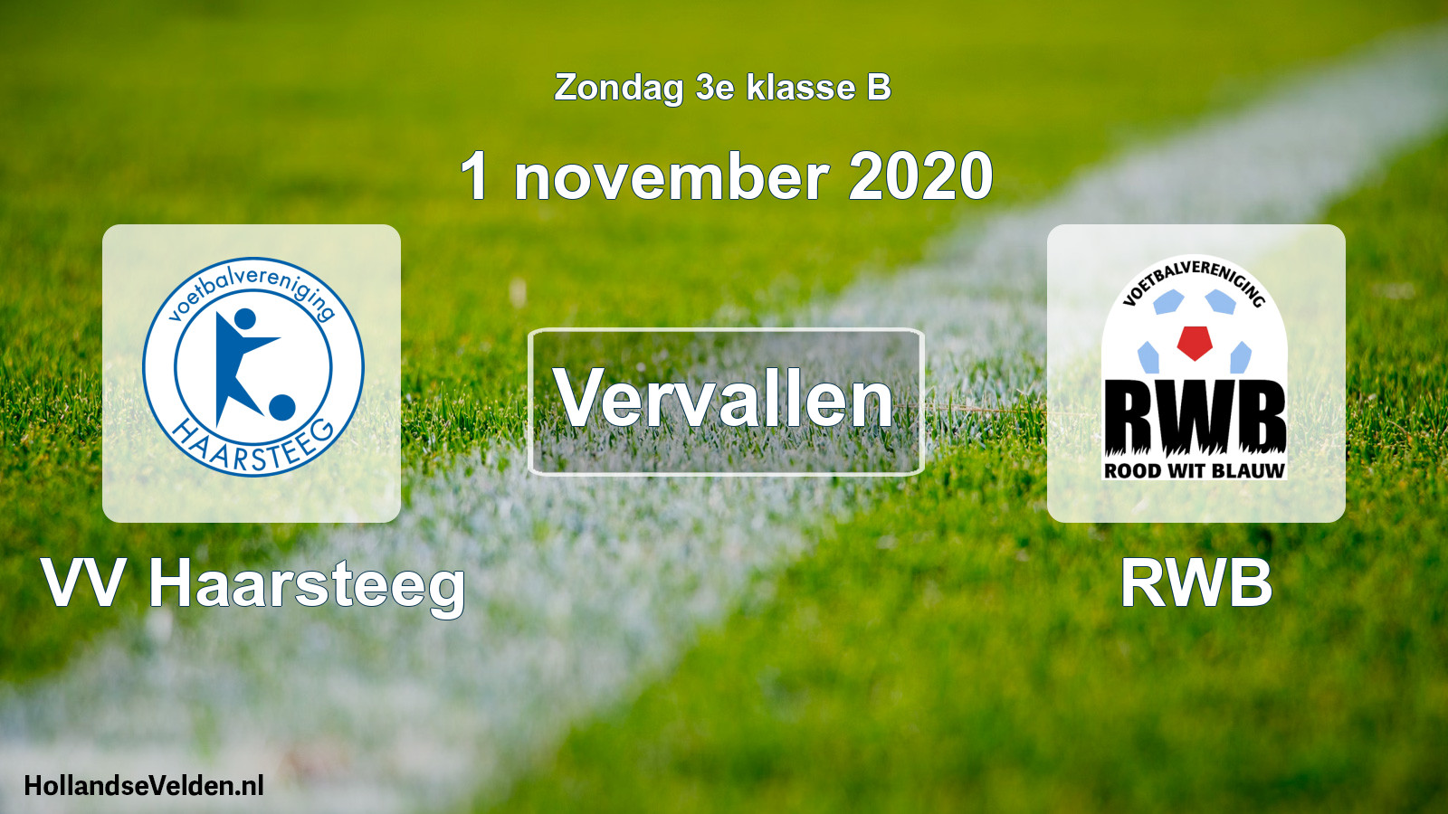 Scheduled Match: VV Haarsteeg - RWB (1 November 2020)