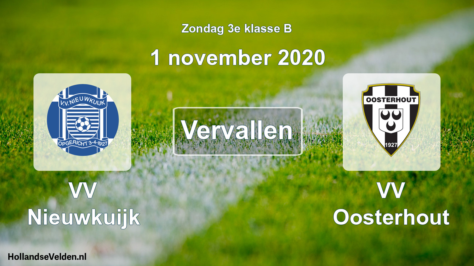 Scheduled Match: VV Nieuwkuijk - VV Oosterhout (1 November 2020)