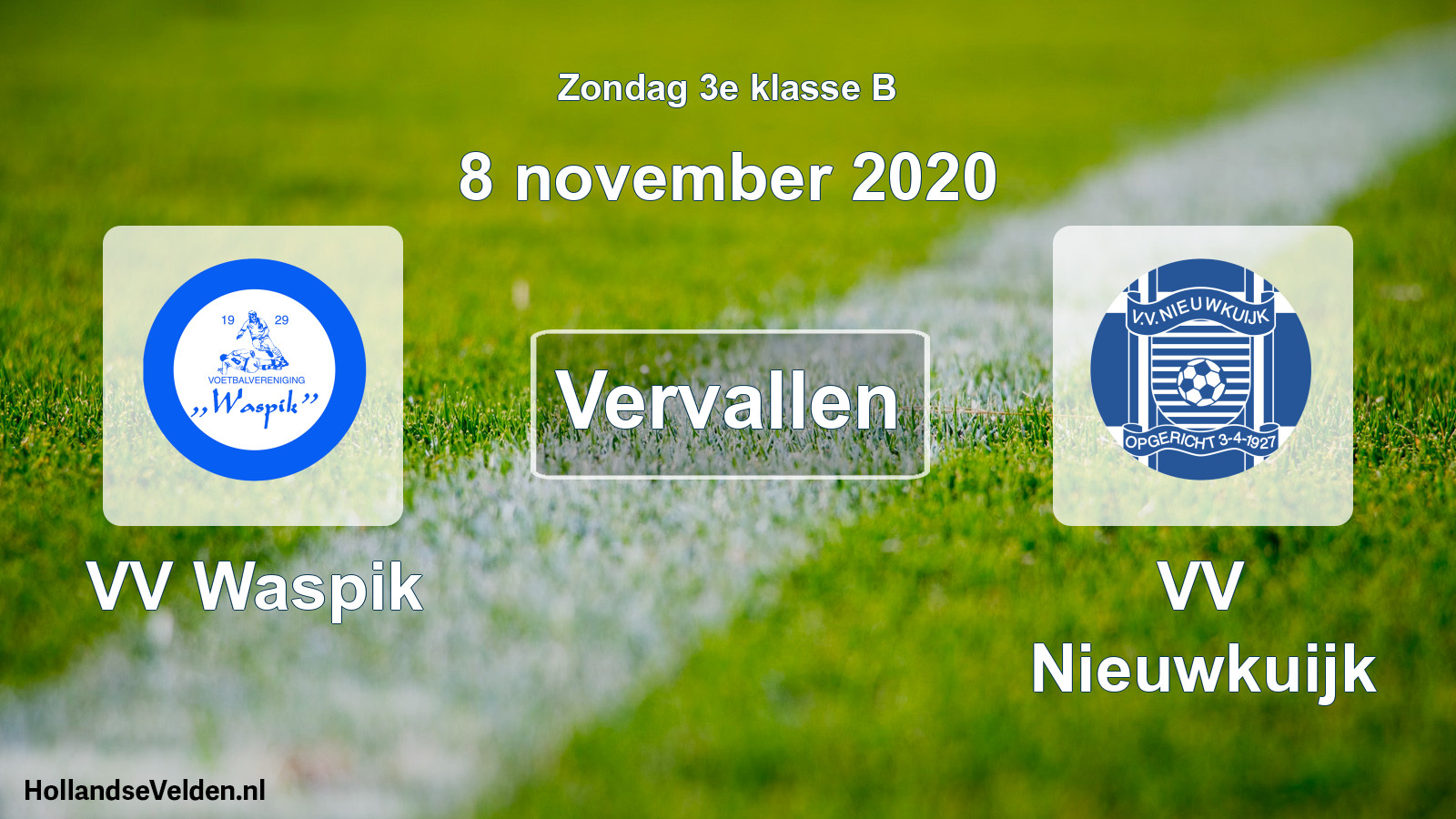 Scheduled Match: VV Waspik - VV Nieuwkuijk (8 November 2020)