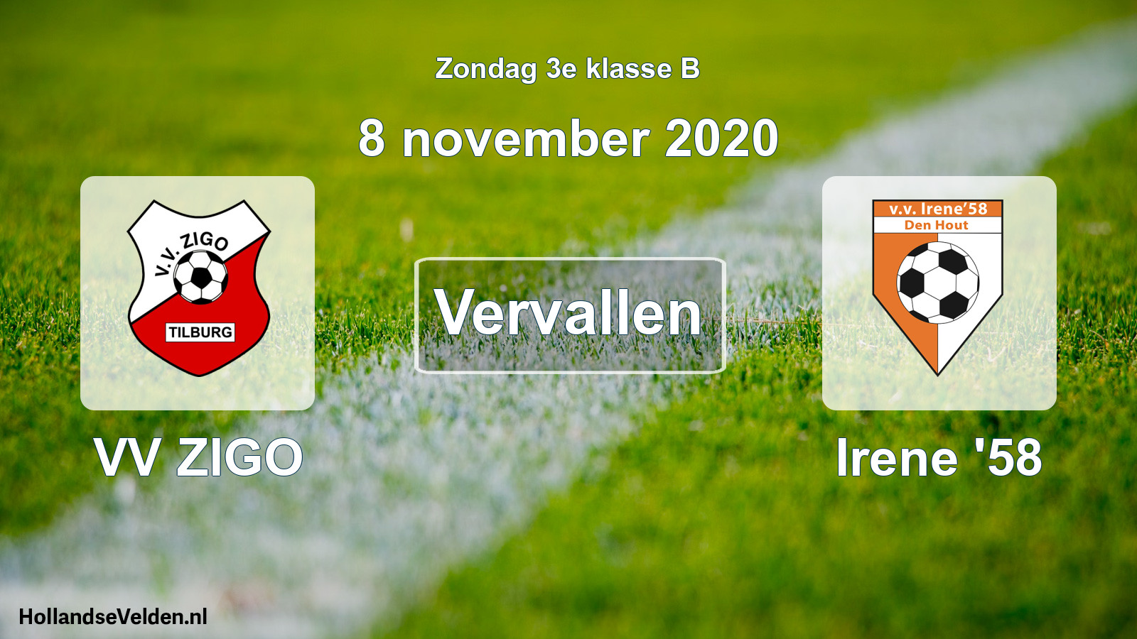 Scheduled Match: VV ZIGO - Irene '58 (8 November 2020)