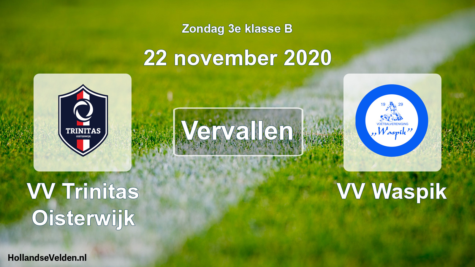 Scheduled Match: VV Trinitas Oisterwijk - VV Waspik (22 November 2020)