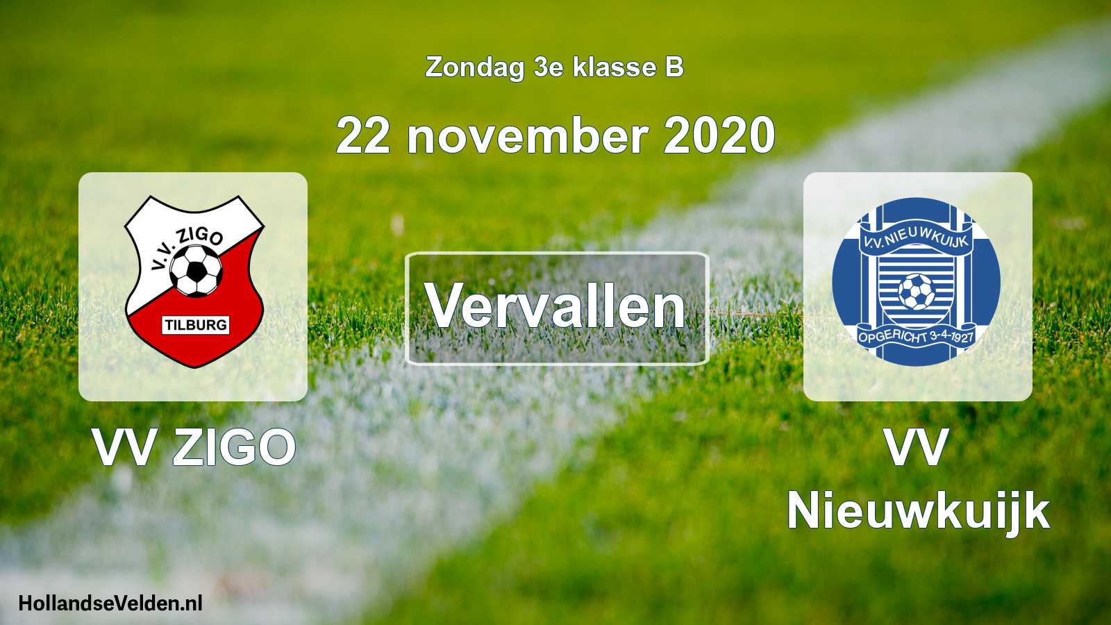 Scheduled Match: VV ZIGO - VV Nieuwkuijk (22 November 2020)