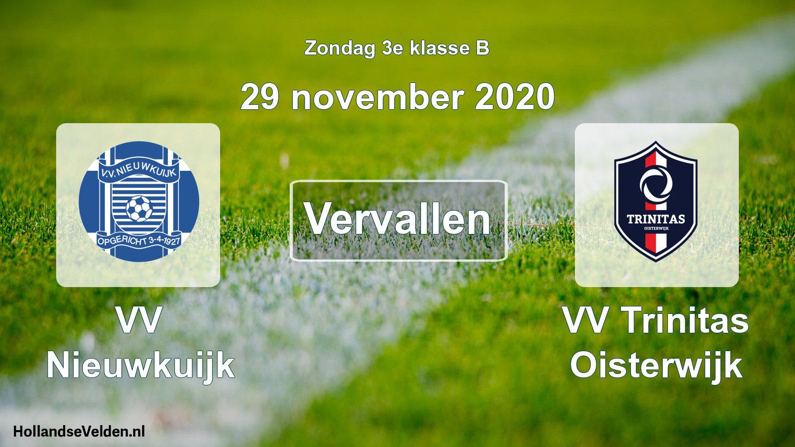 Scheduled Match: VV Nieuwkuijk - VV Trinitas Oisterwijk (29 November 2020)