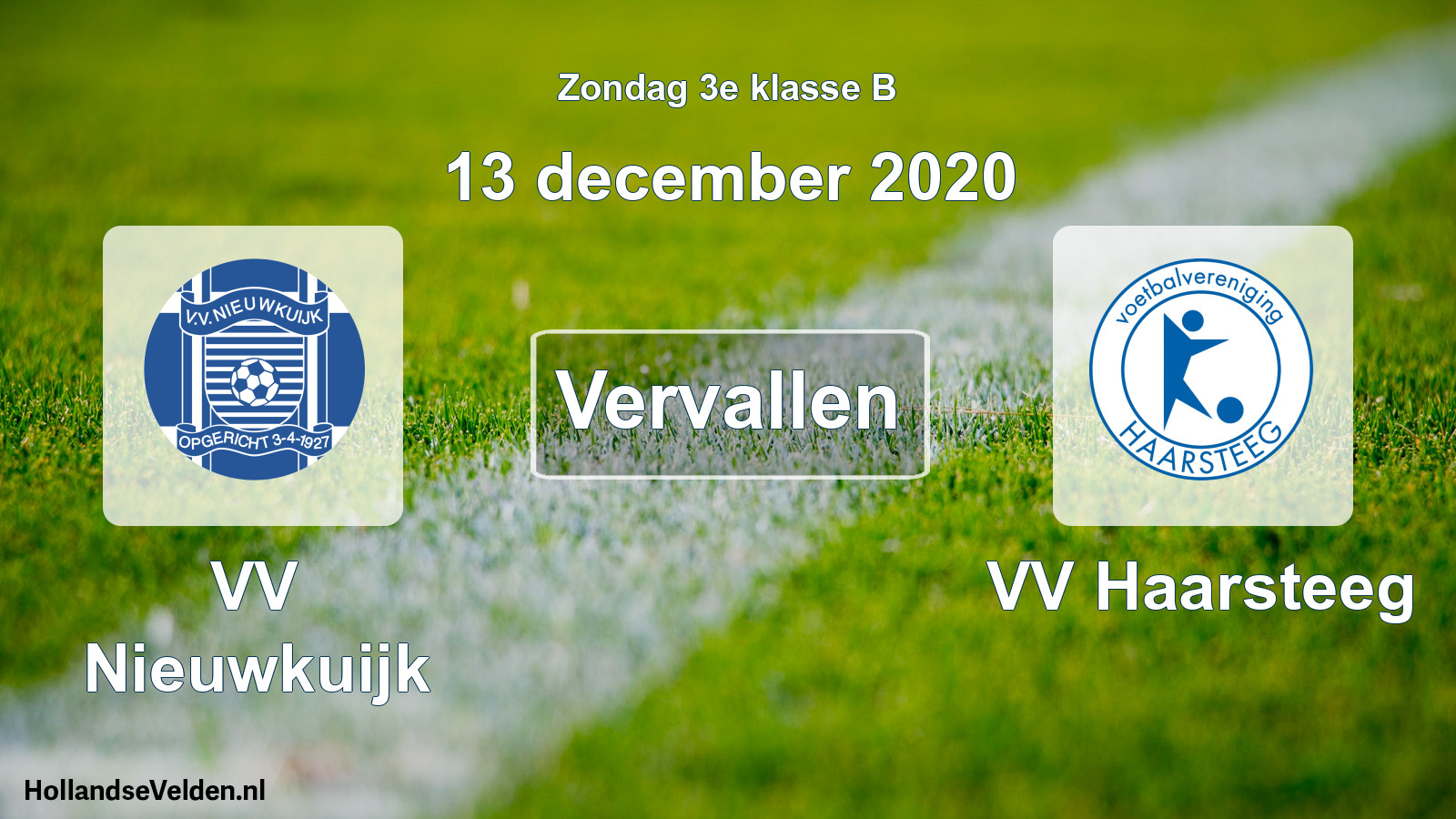 Scheduled Match: VV Nieuwkuijk - VV Haarsteeg (13 December 2020)