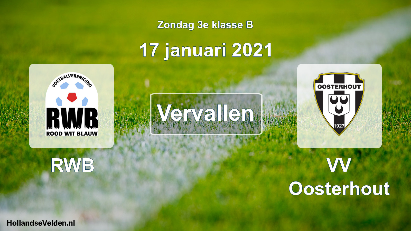 Scheduled Match: RWB - VV Oosterhout (17 January 2021)