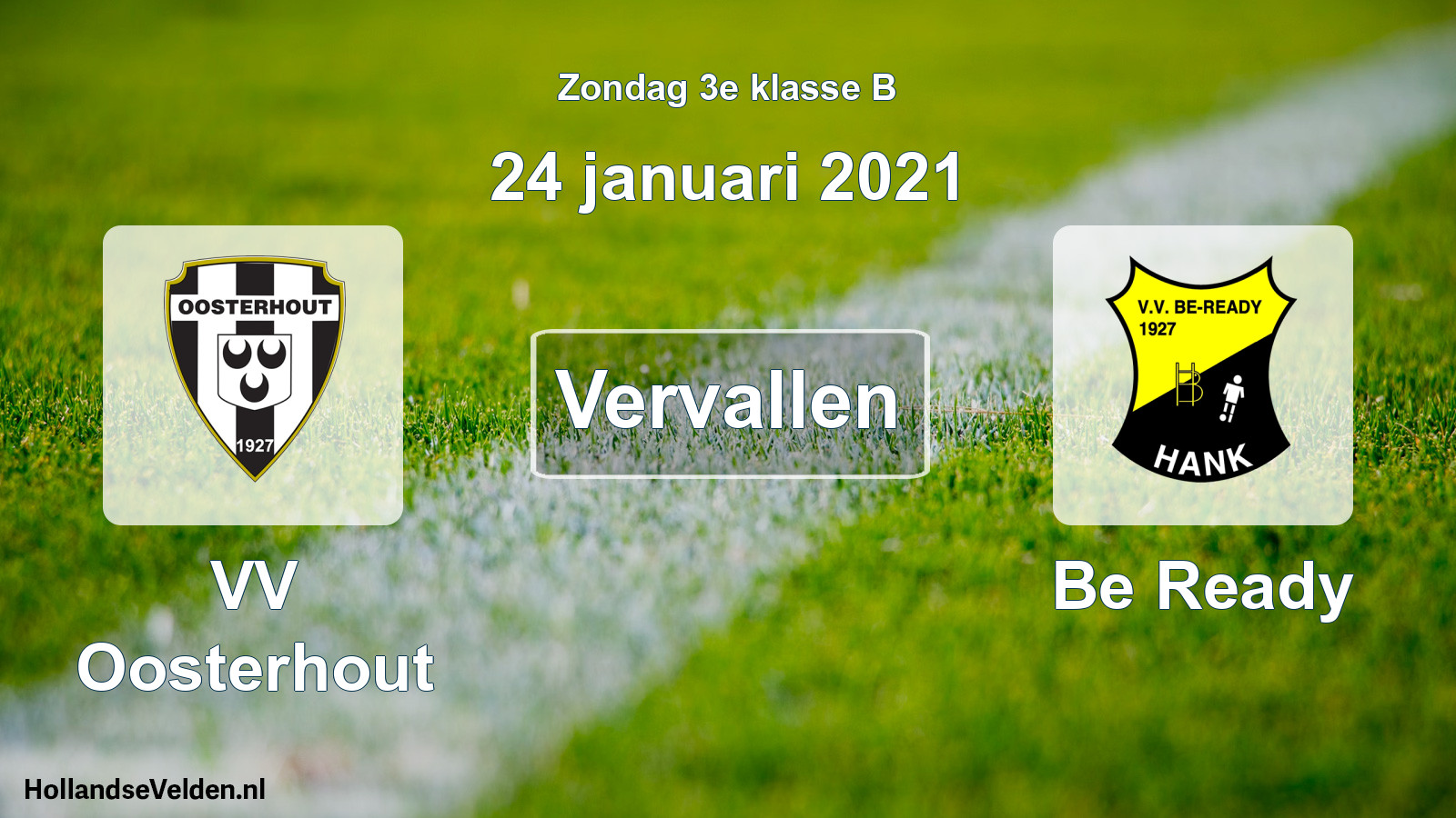 Scheduled Match: VV Oosterhout - Be Ready (24 January 2021)