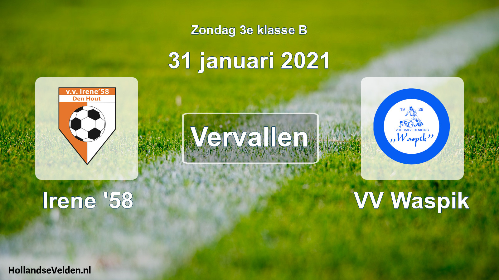 Scheduled Match: Irene '58 - VV Waspik (31 January 2021)