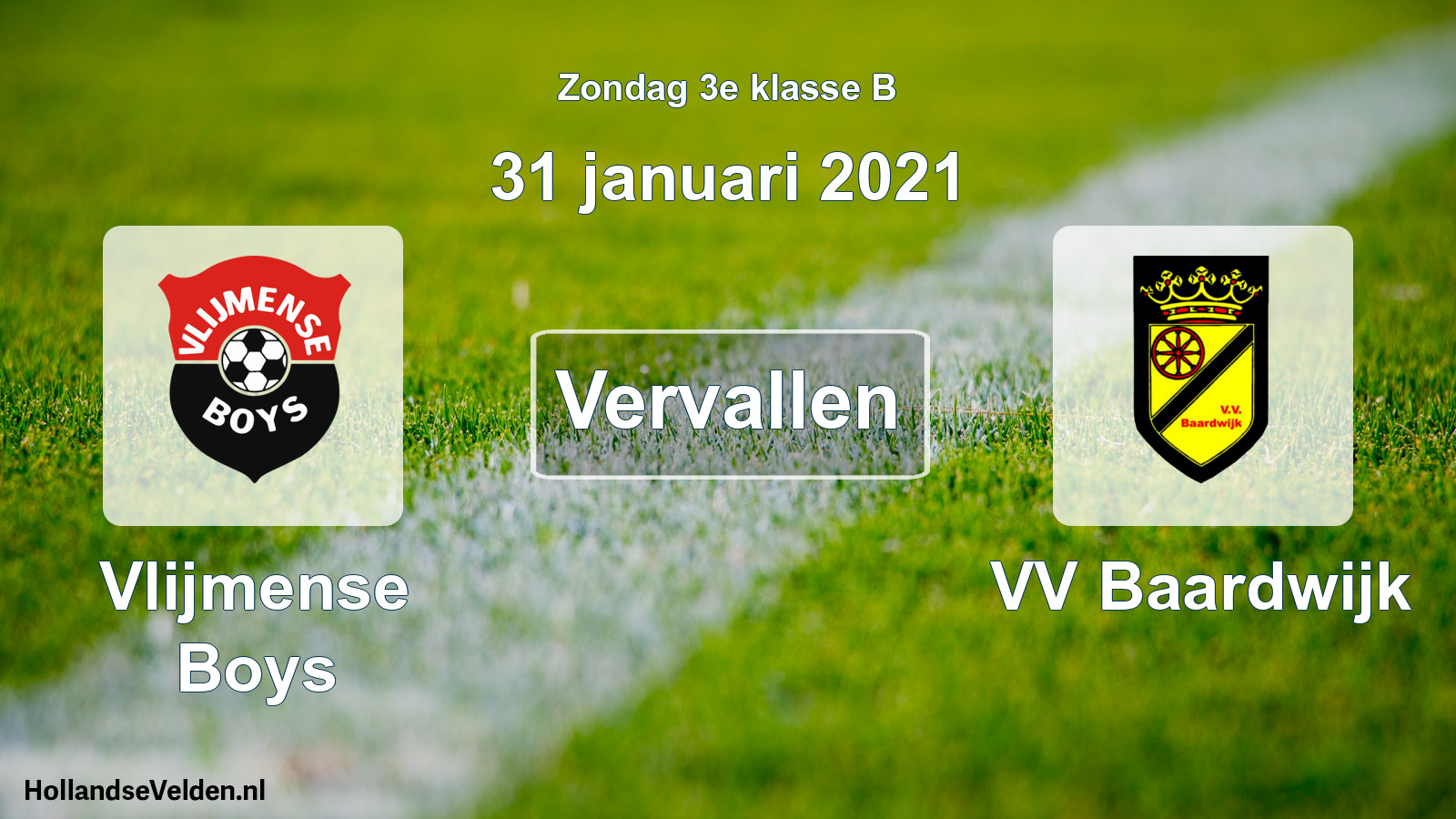 Scheduled Match: Vlijmense Boys - VV Baardwijk (31 January 2021)