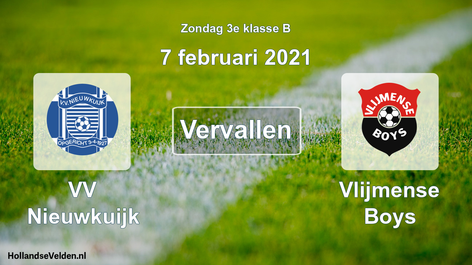 Scheduled Match: VV Nieuwkuijk - Vlijmense Boys (7 February 2021)