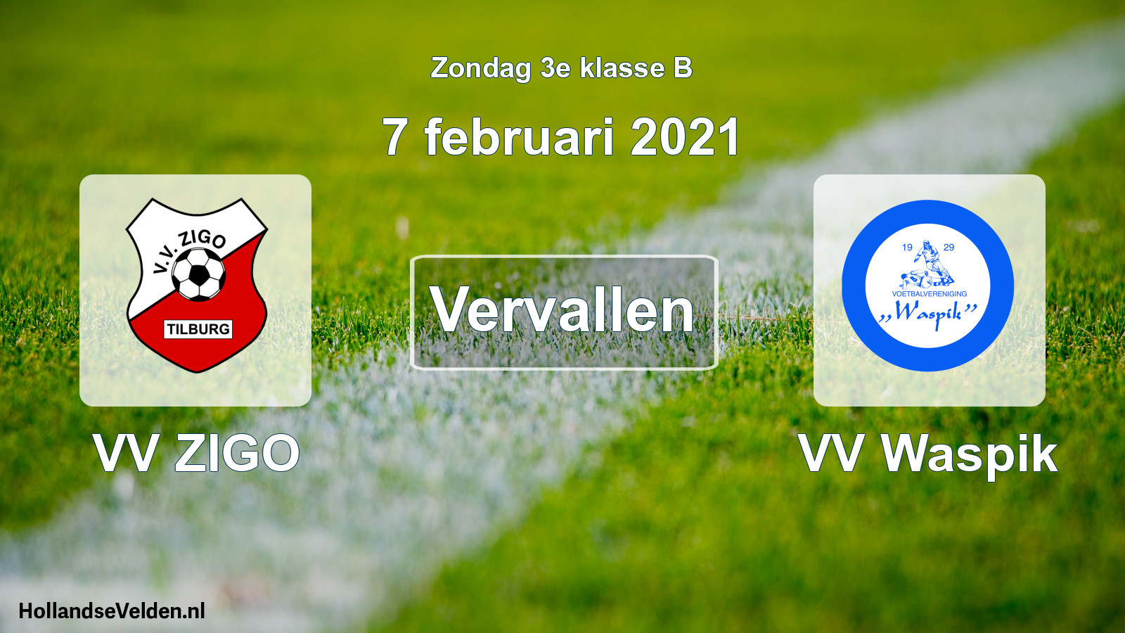 Scheduled Match: VV ZIGO - VV Waspik (7 February 2021)