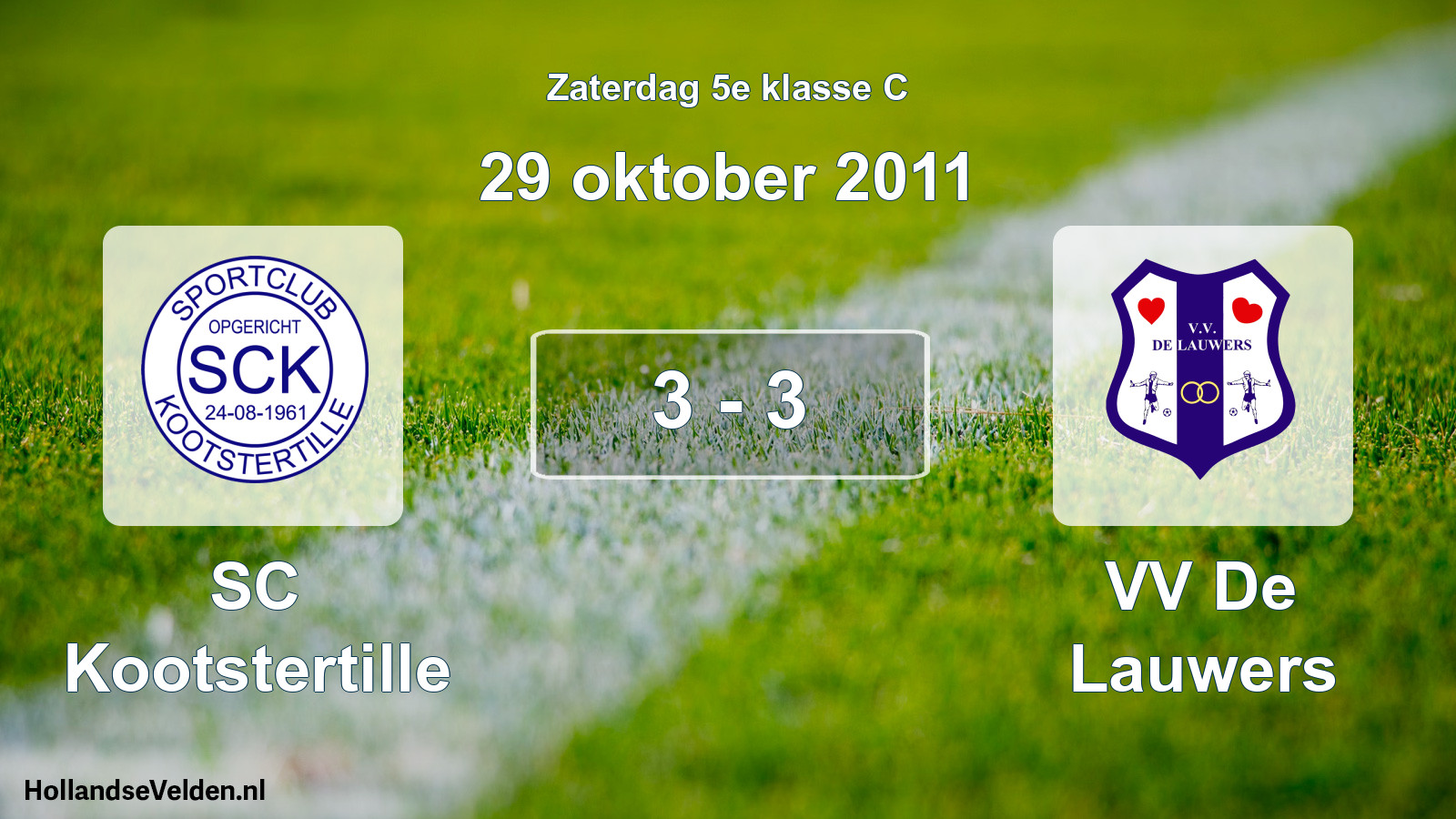 Total number of matches played: SC Kootstertille - VV De Lauwers 3 - 3 (29 October 2011)