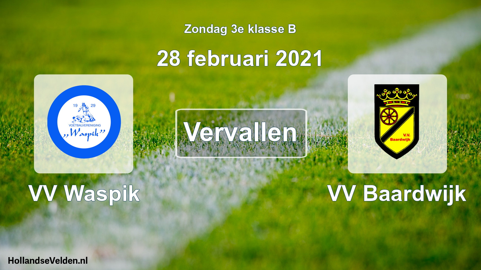 Scheduled Match: VV Waspik - VV Baardwijk (28 February 2021)