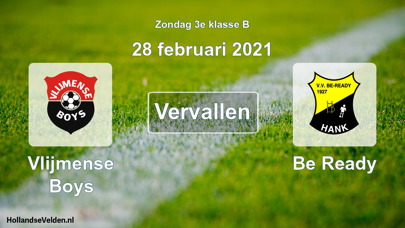 Scheduled Match: Vlijmense Boys - Be Ready (28 February 2021)