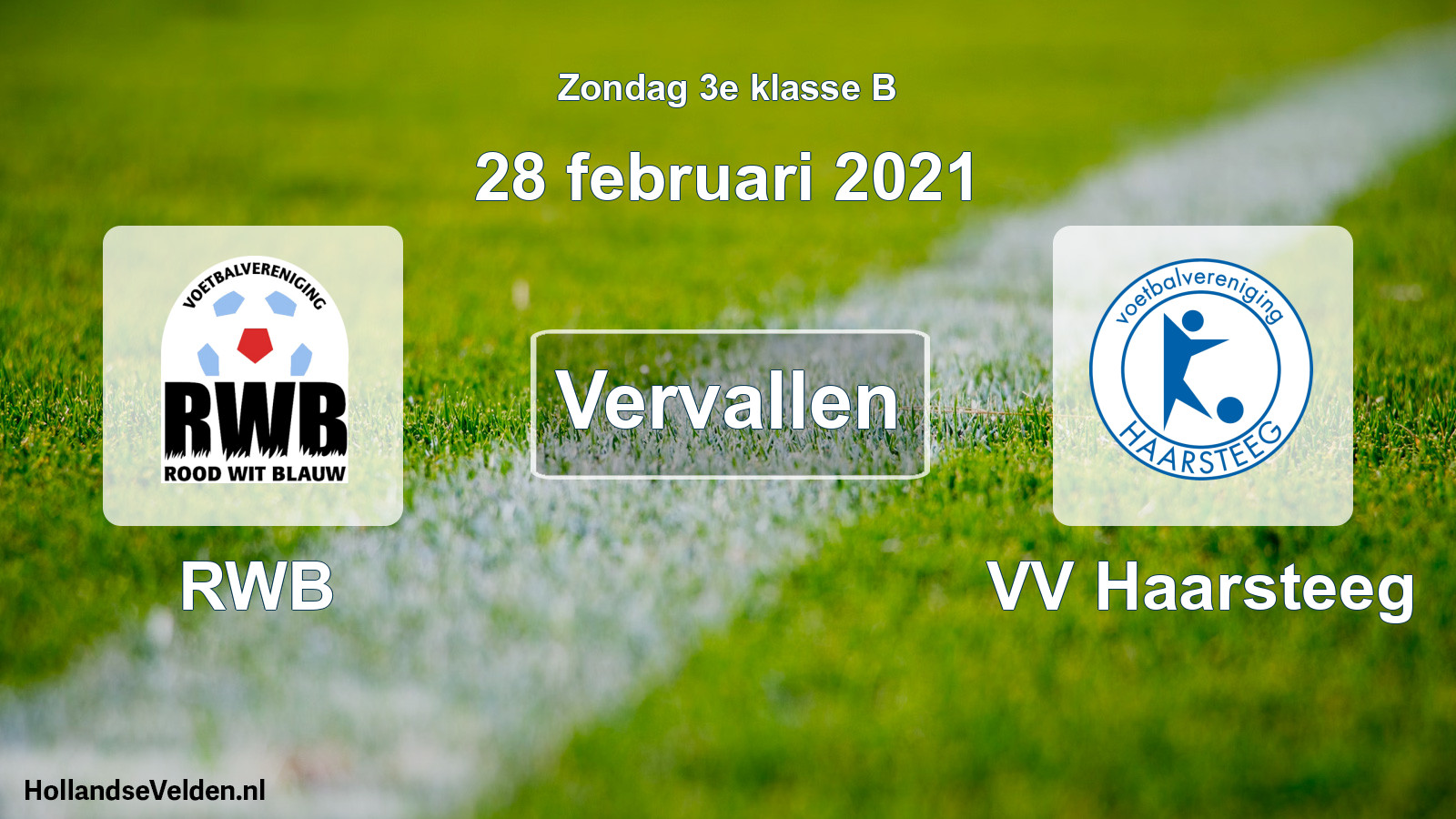 Scheduled Match: RWB - VV Haarsteeg (28 February 2021)