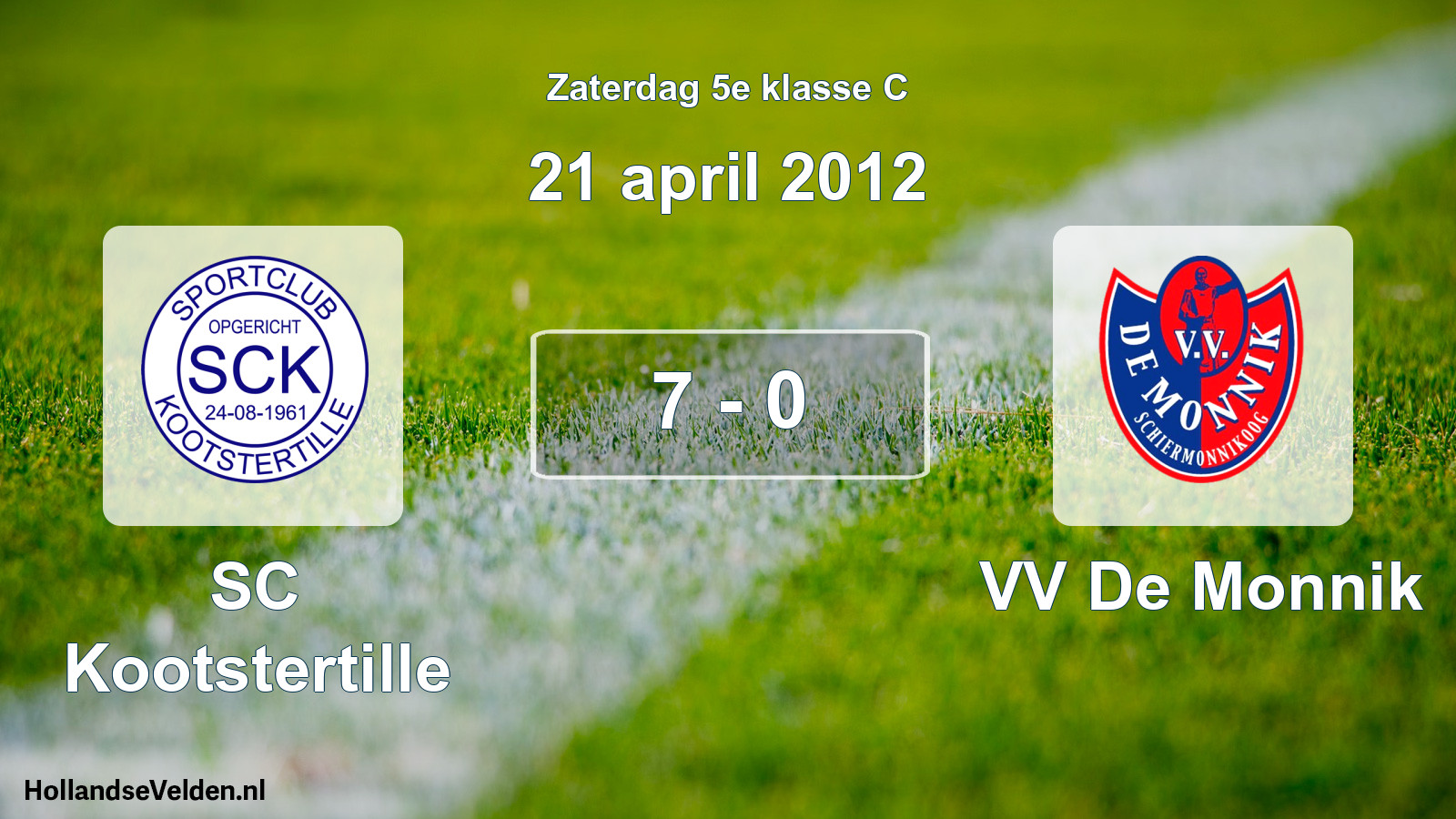 Total number of matches played: SC Kootstertille - VV De Monnik 7 - 0 (21 April 2012)