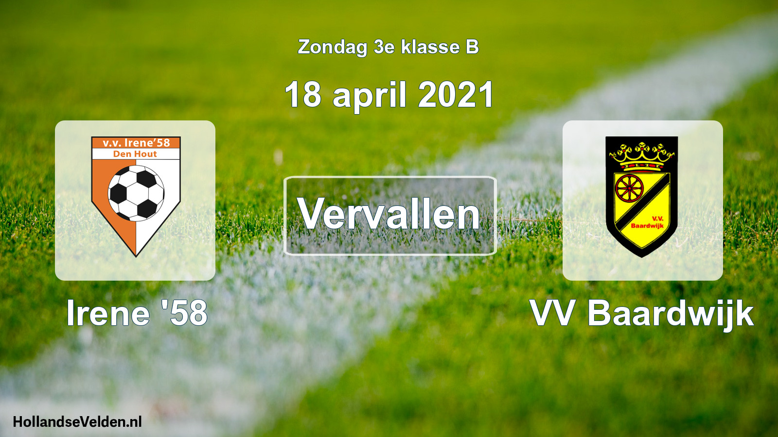 Scheduled Match: Irene '58 - VV Baardwijk (18 April 2021)