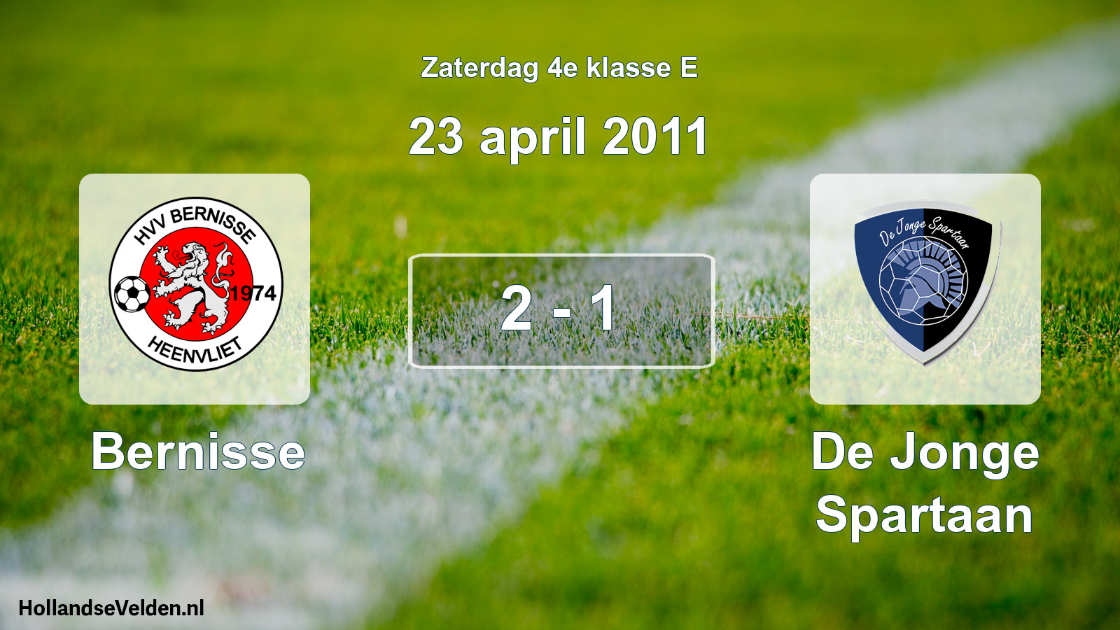 Total number of matches played: Bernisse - De Jonge Spartaan 2 - 1 (23 April 2011)