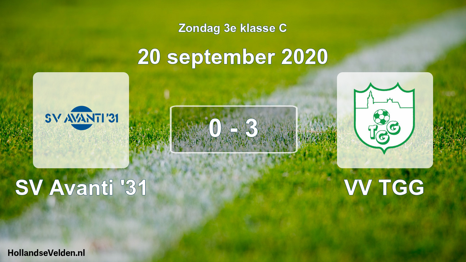 Total number of matches played: SV Avanti '31 - VV TGG 0 - 3 (20 September 2020)