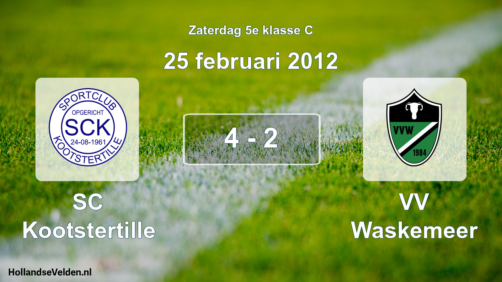 Total number of matches played: SC Kootstertille - VV Waskemeer 4 - 2 (25 February 2012)