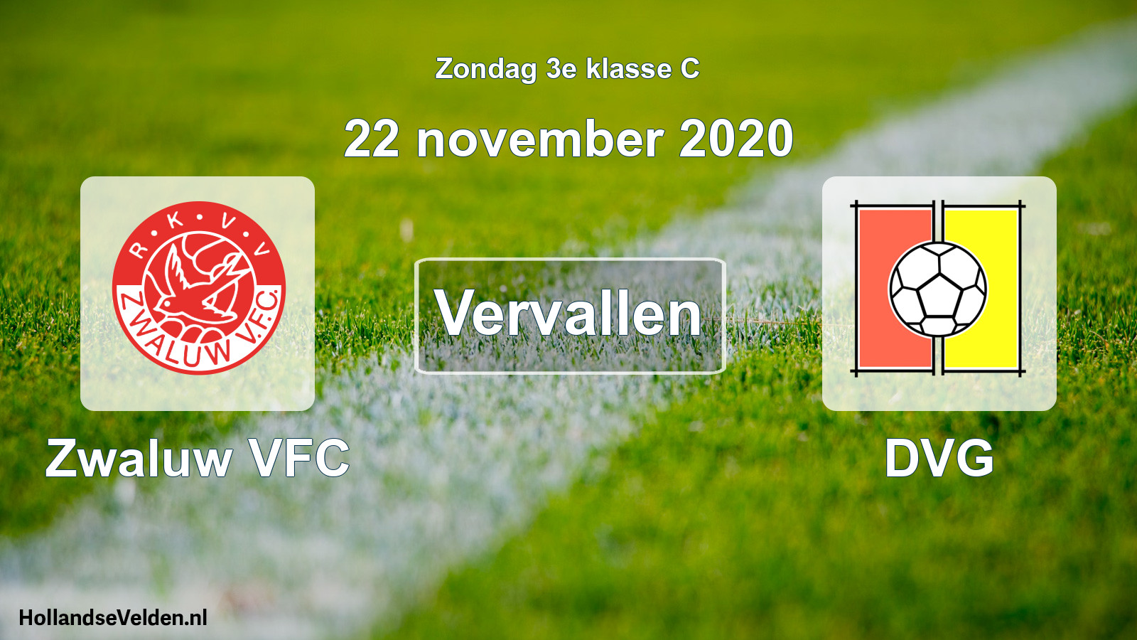 Scheduled Match: Zwaluw VFC - DVG (22 November 2020)