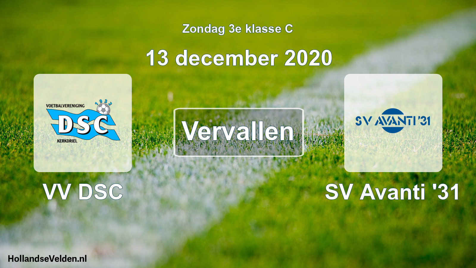 Scheduled Match: VV DSC - SV Avanti '31 (13 December 2020)
