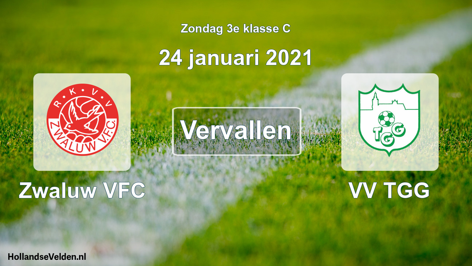 Scheduled Match: Zwaluw VFC - VV TGG (24 January 2021)