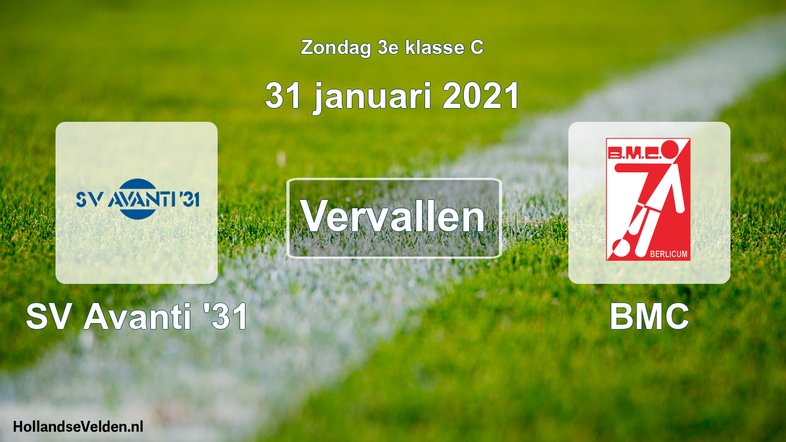 Scheduled Match: SV Avanti '31 - BMC (31 January 2021)