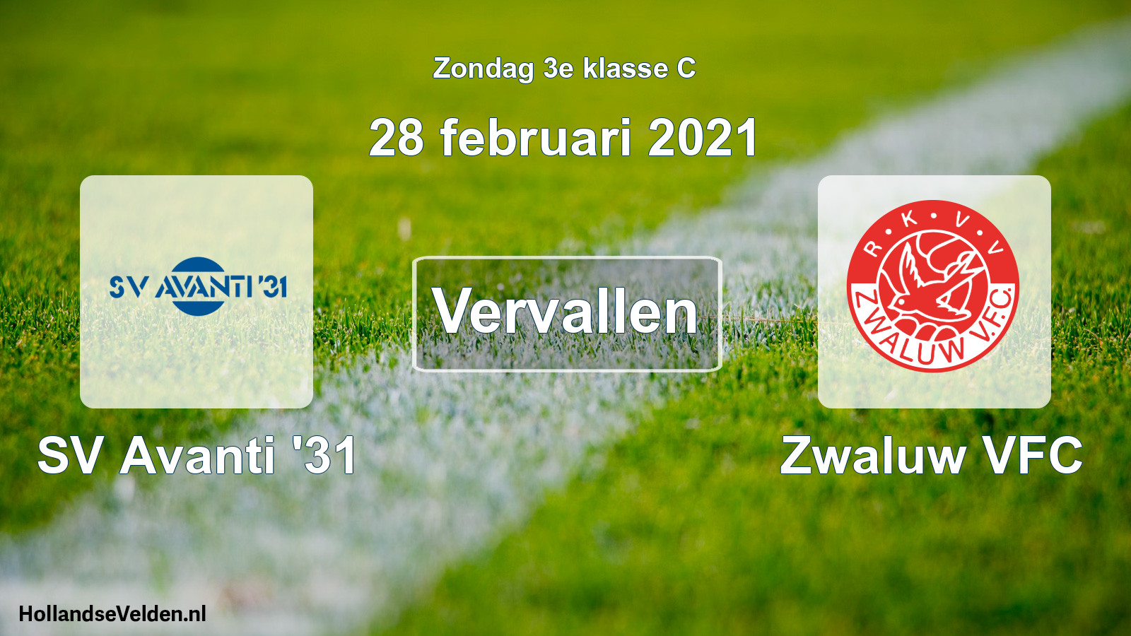 Scheduled Match: SV Avanti '31 - Zwaluw VFC (28 February 2021)