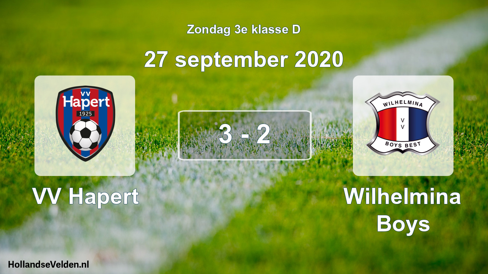 Total number of matches played: VV Hapert - Wilhelmina Boys 3 - 2 (27 September 2020)