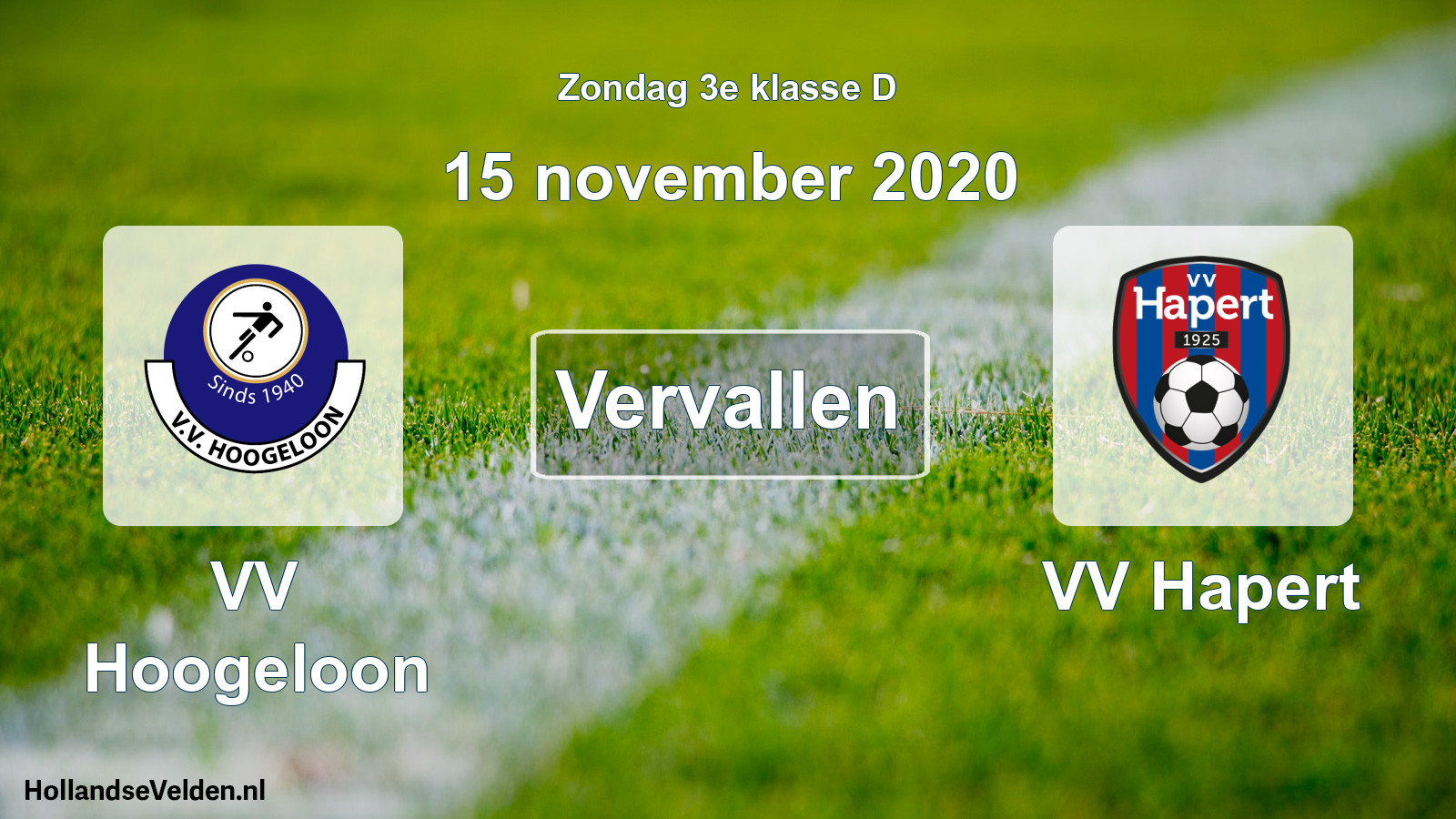 Scheduled Match: VV Hoogeloon - VV Hapert (15 November 2020)
