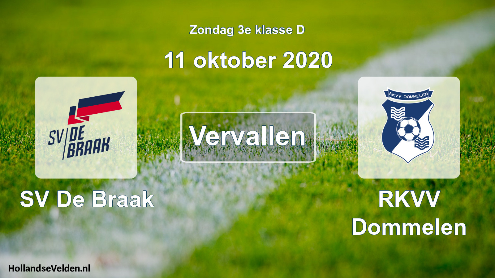 Scheduled Match: SV De Braak - RKVV Dommelen (11 October 2020)