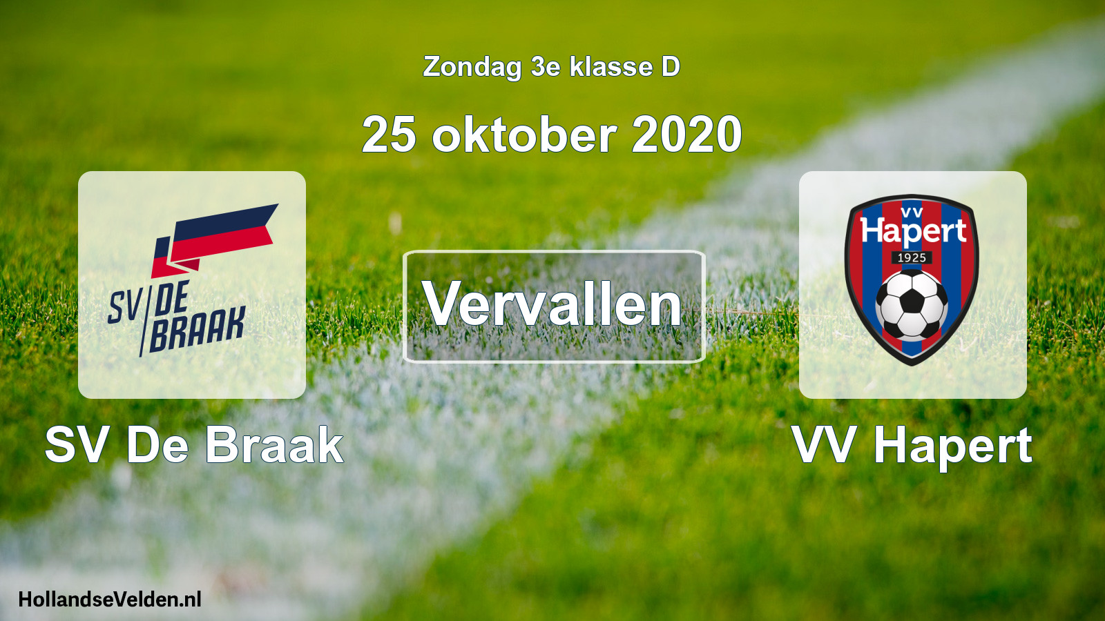 Scheduled Match: SV De Braak - VV Hapert (25 October 2020)