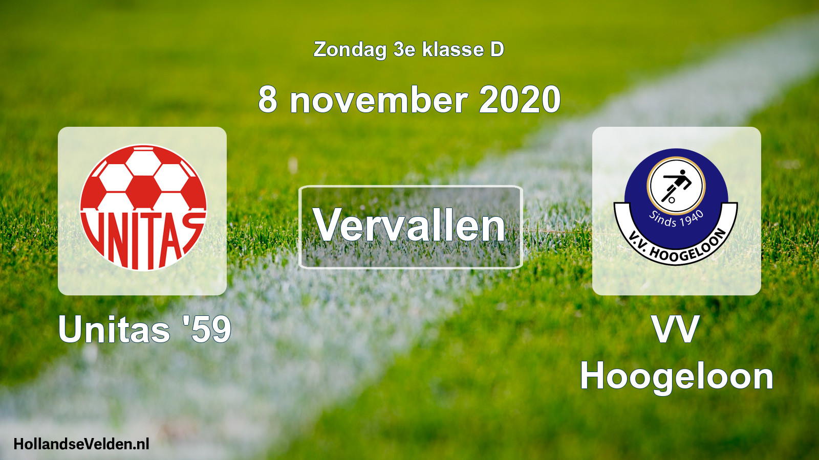 Scheduled Match: Unitas '59 - VV Hoogeloon (8 November 2020)