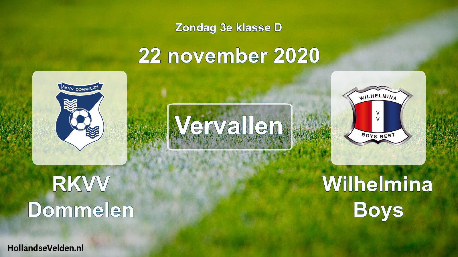 Scheduled Match: RKVV Dommelen - Wilhelmina Boys (22 November 2020)