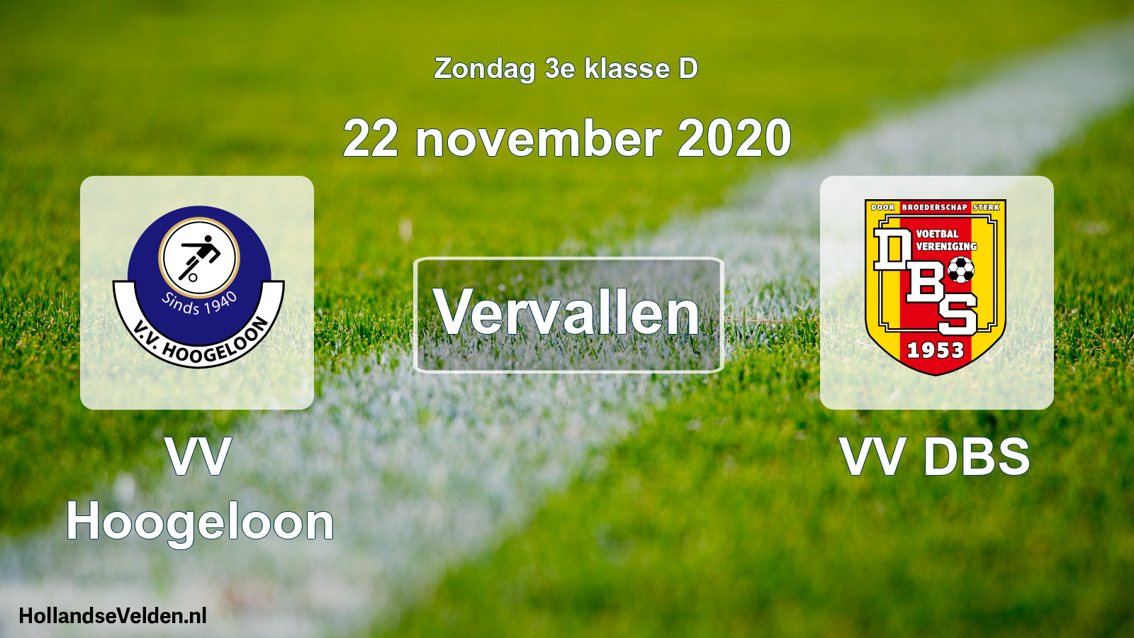 Scheduled Match: VV Hoogeloon - VV DBS (22 November 2020)