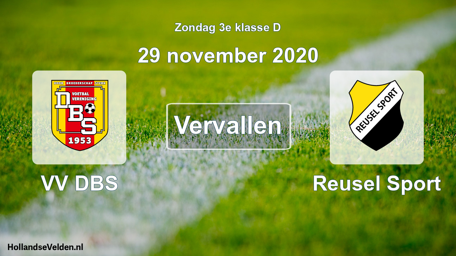 Scheduled Match: VV DBS - Reusel Sport (29 November 2020)