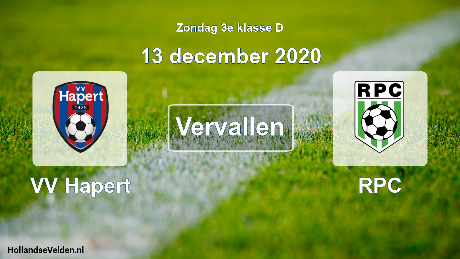 Scheduled Match: VV Hapert - RPC (13 December 2020)