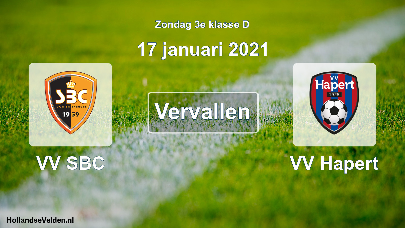 Scheduled Match: VV SBC - VV Hapert (17 January 2021)