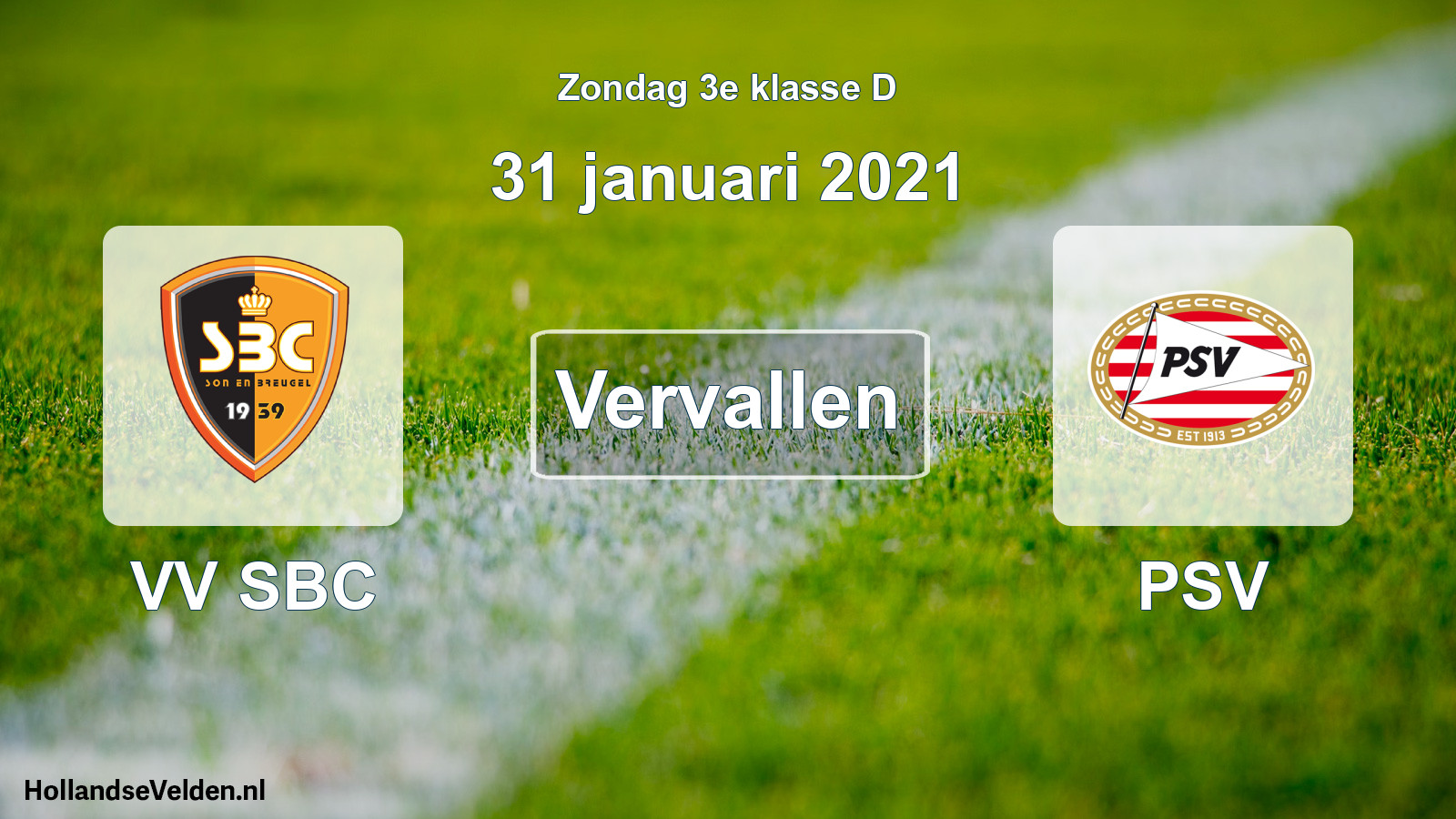 Scheduled Match: VV SBC - PSV (31 January 2021)