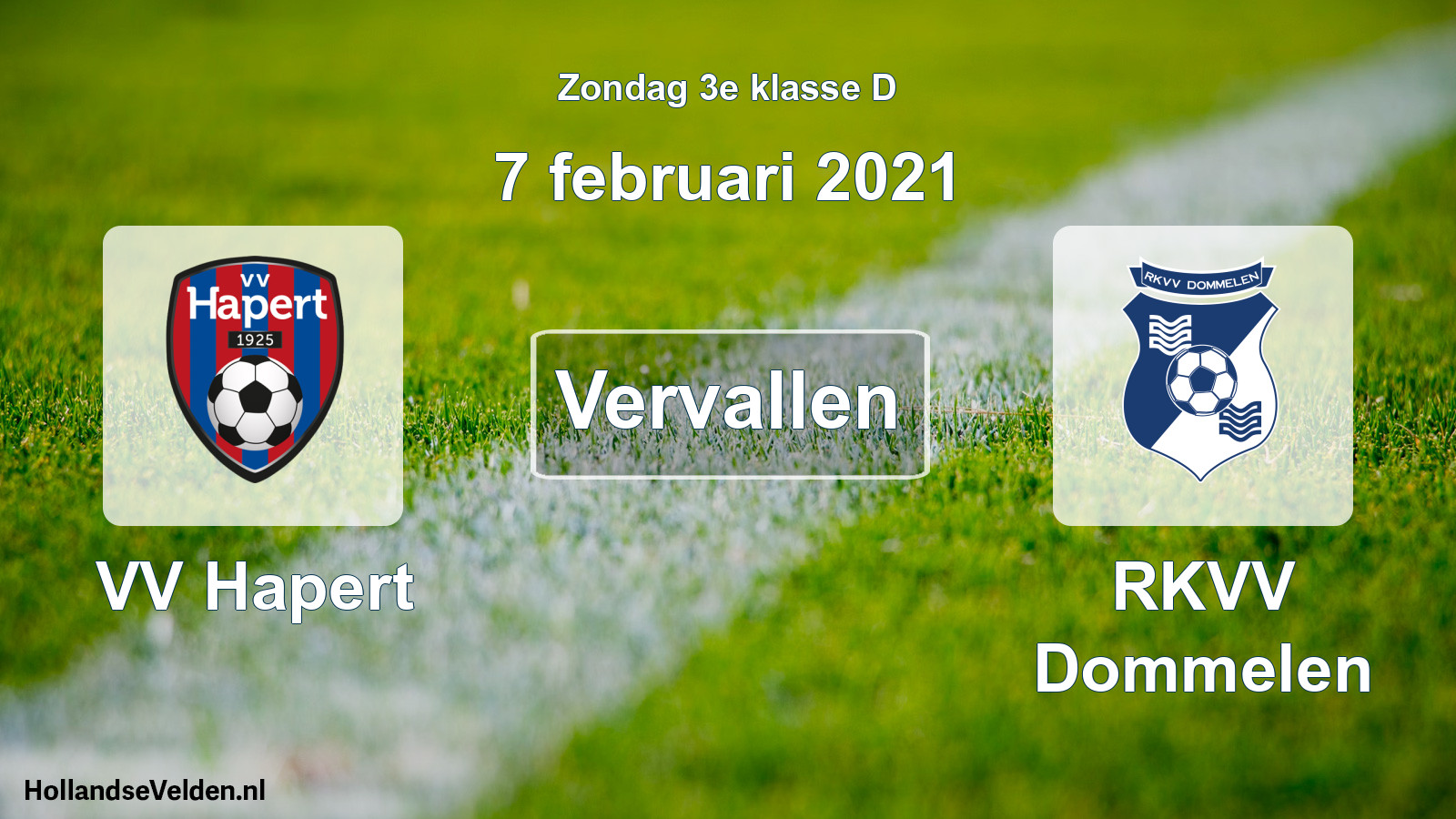 Scheduled Match: VV Hapert - RKVV Dommelen (7 February 2021)