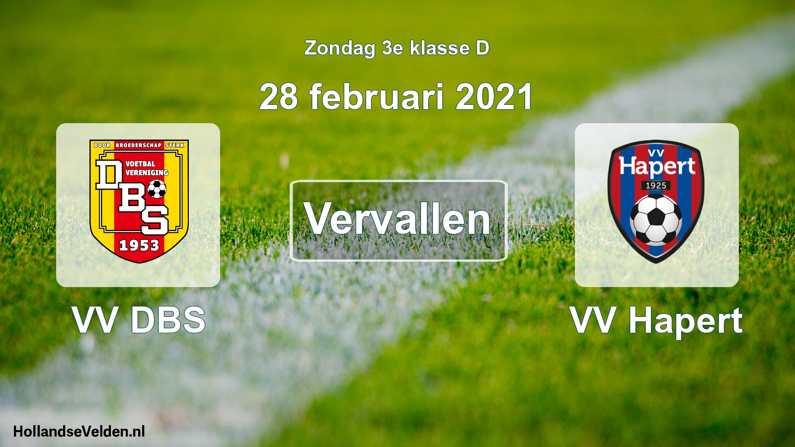 Scheduled Match: VV DBS - VV Hapert (28 February 2021)