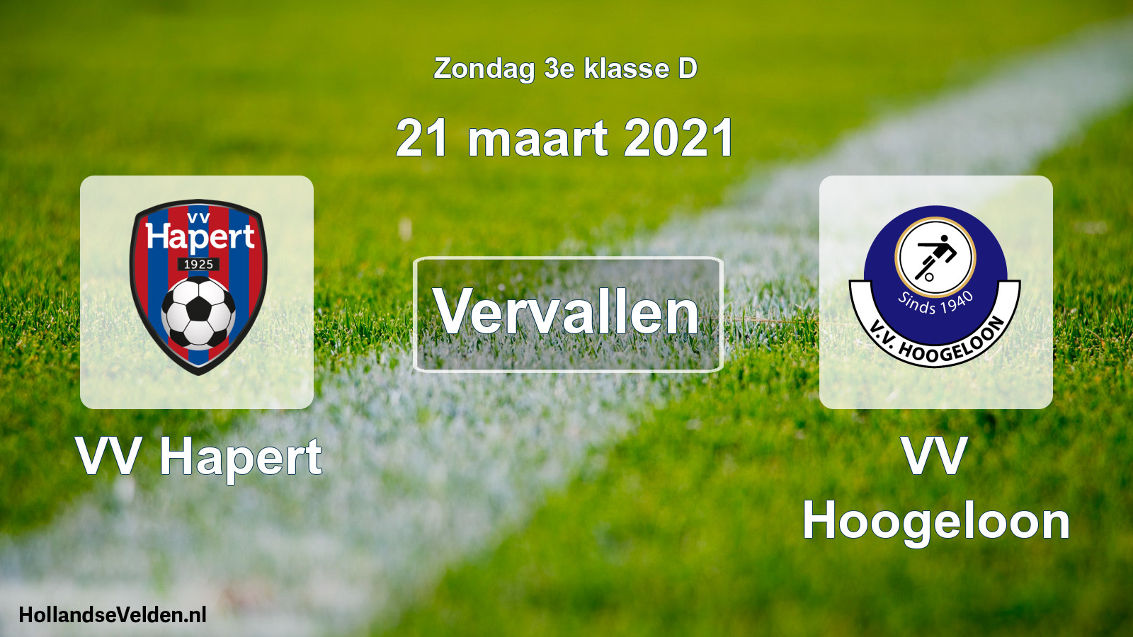 Scheduled Match: VV Hapert - VV Hoogeloon (21 March 2021)