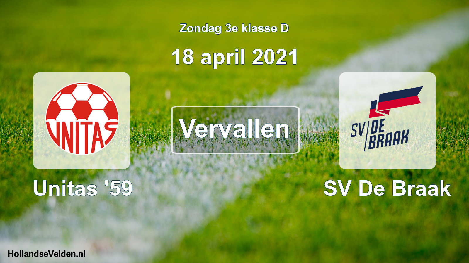 Scheduled Match: Unitas '59 - SV De Braak (18 April 2021)