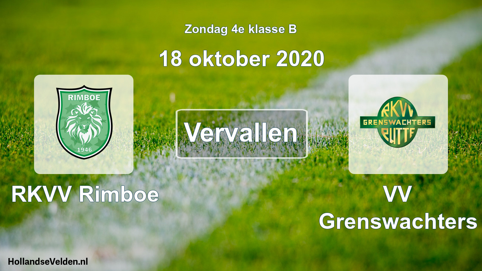 Scheduled Match: RKVV Rimboe - VV Grenswachters (18 October 2020)