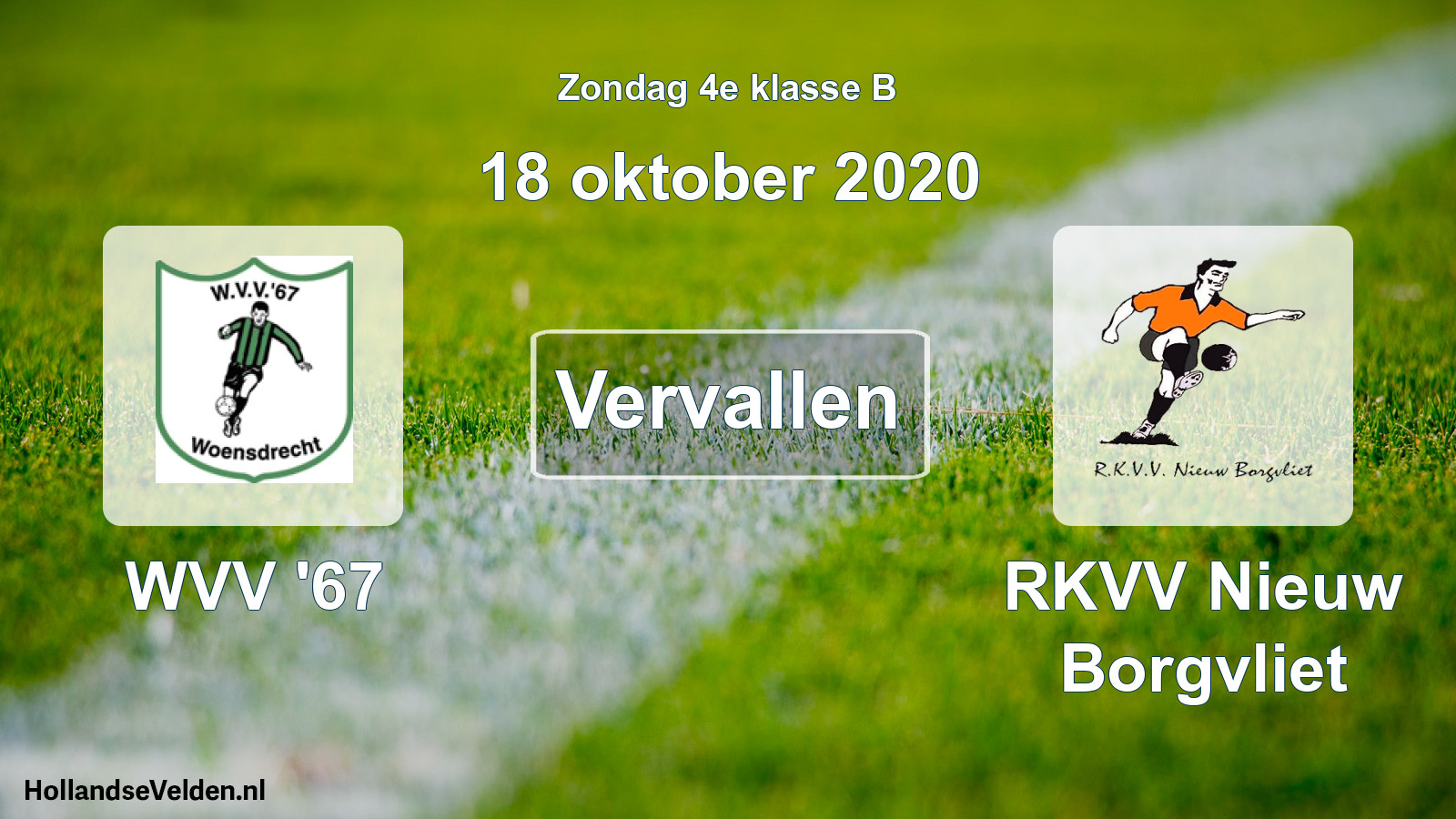Scheduled Match: WVV '67 - RKVV Nieuw Borgvliet (18 October 2020)